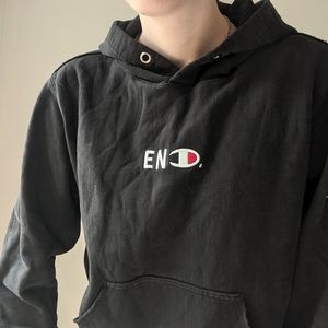 END. x Champion Reverse Weave Hoodie in Black, Size Medium | END. Clothing